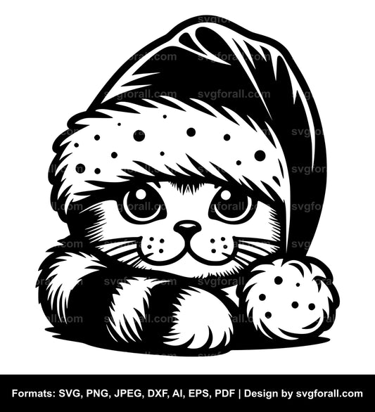 Cat With Santa Hat SVG PNG