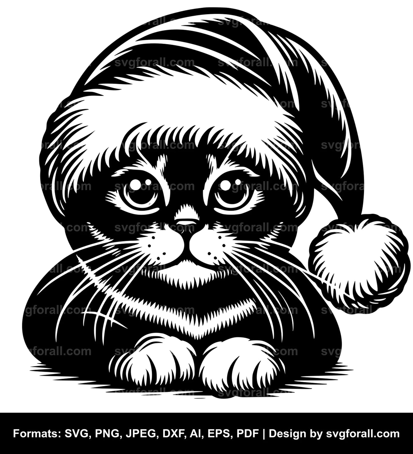 Cat With Santa Hat SVG Vector