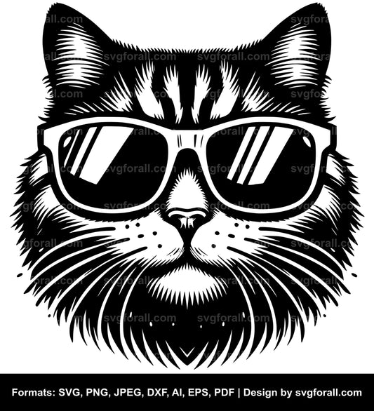 Cat With Sunglasses SVG File