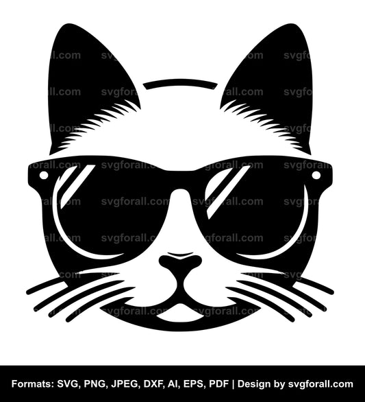 Cat With Sunglasses SVG Vector