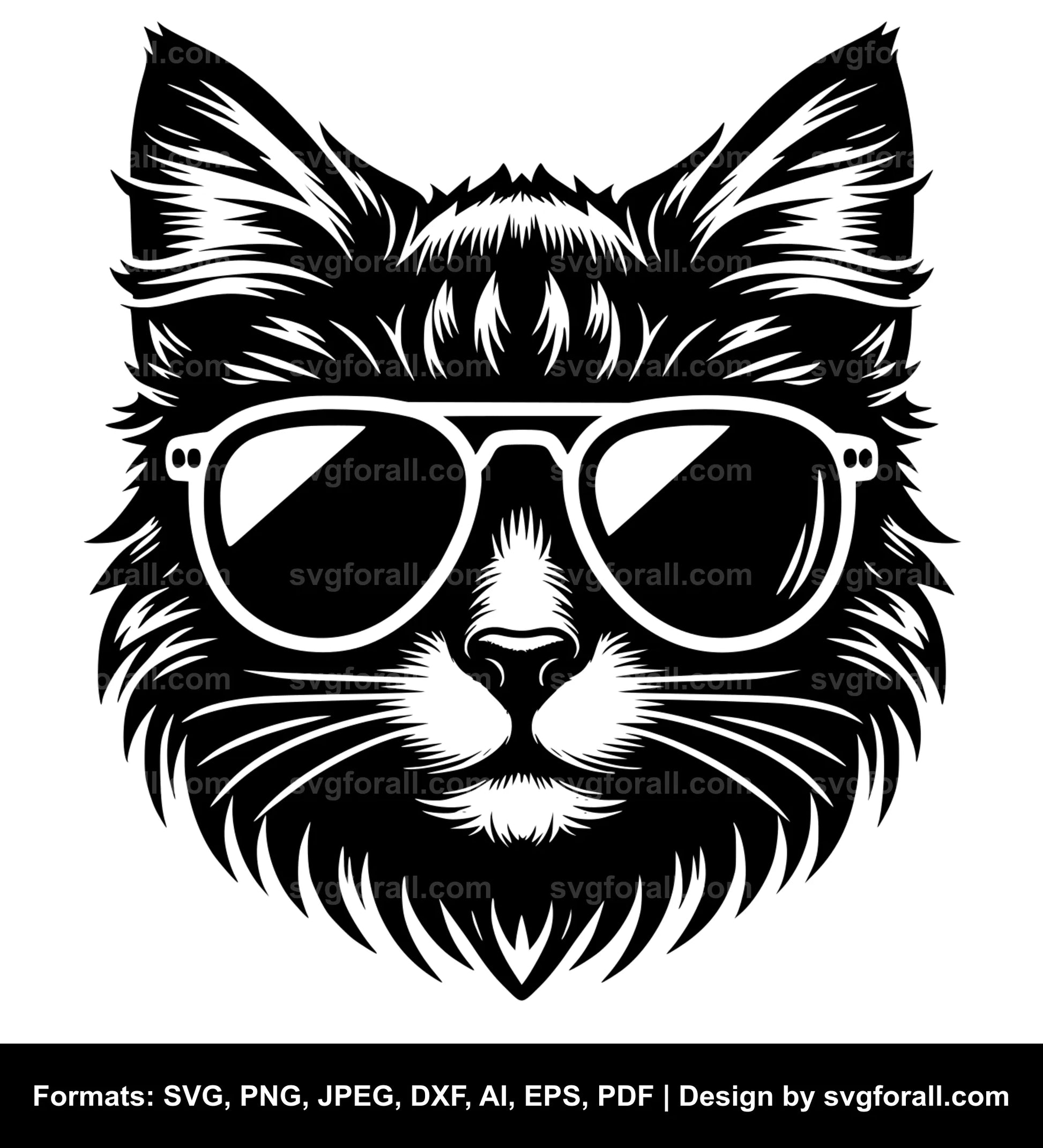 Cat With Sunglasses Vector SVG