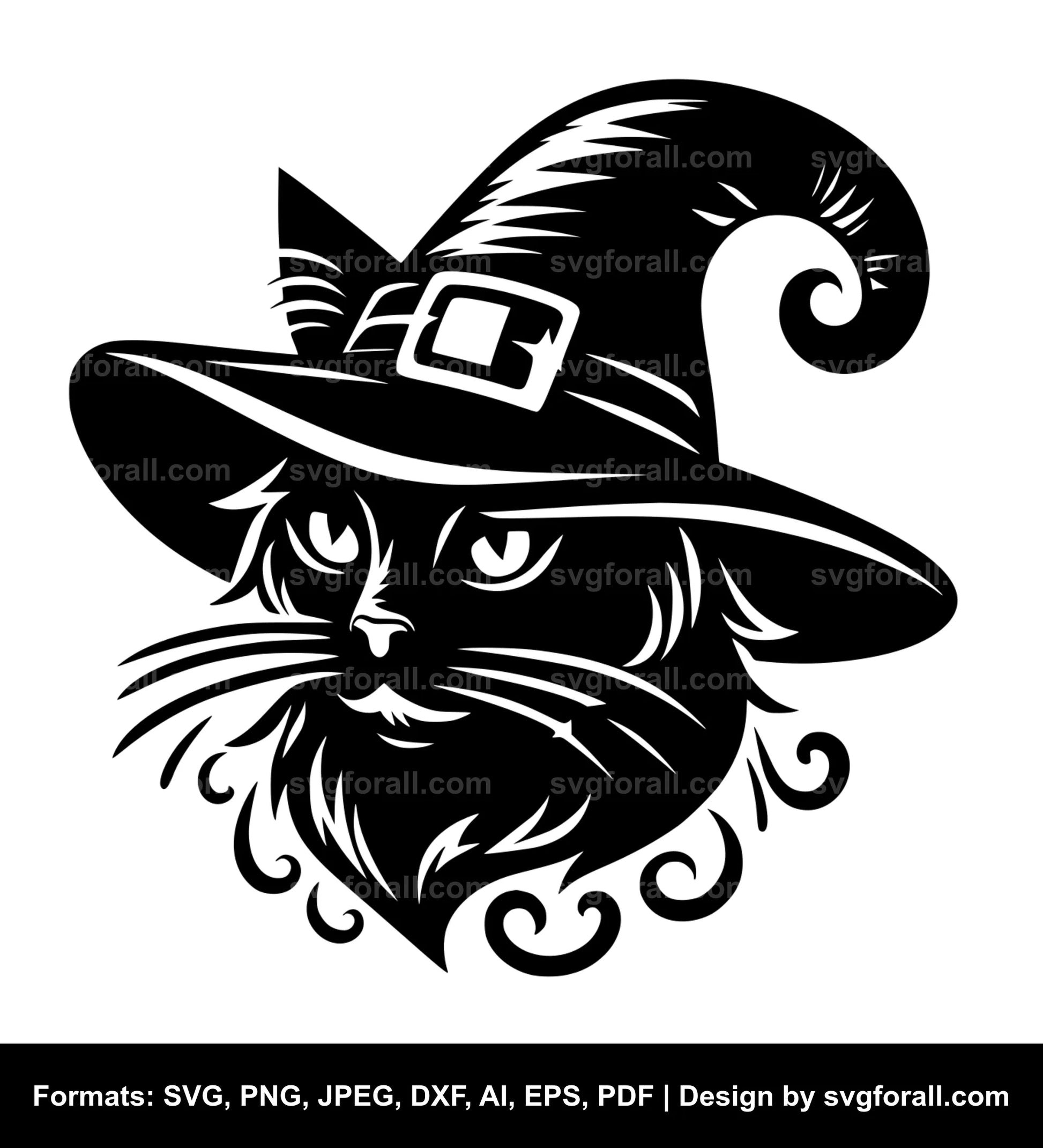 Cat With Witch Hat Clipart SVG