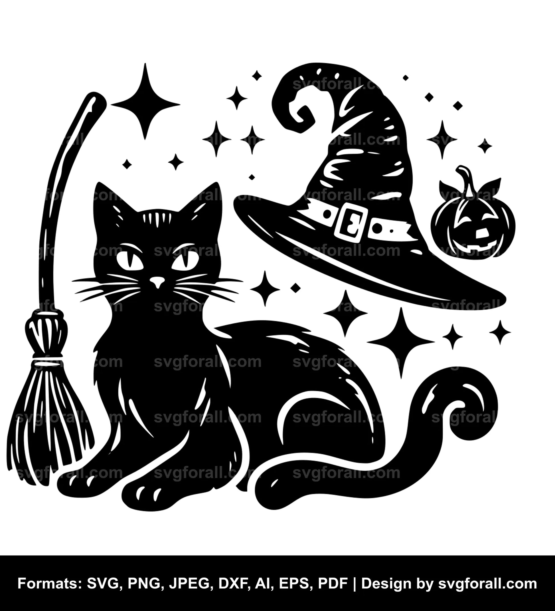 Cat With Witch Hat Cricut SVG