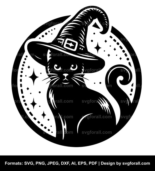 Cat With Witch Hat SVG