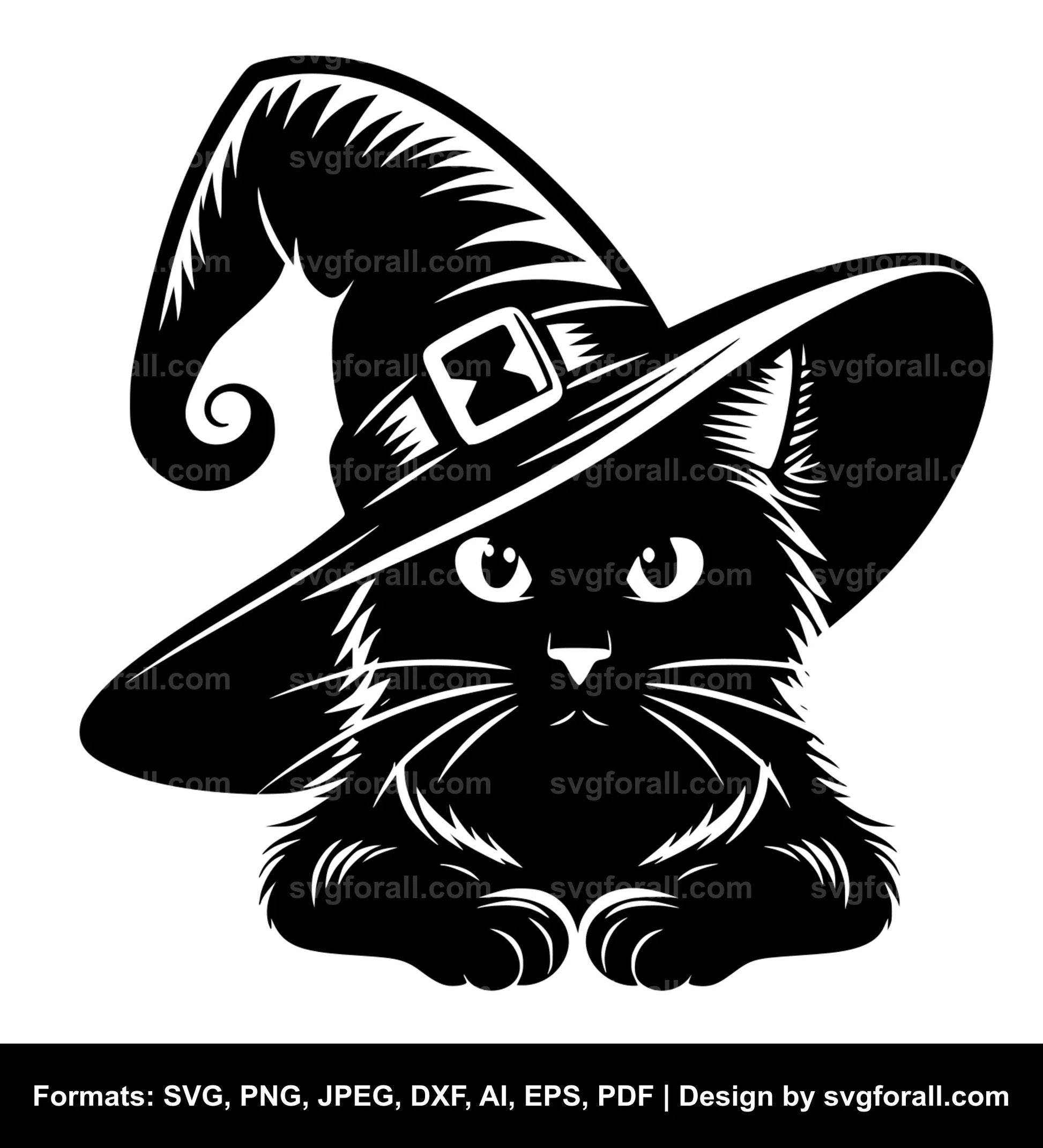 Cat With Witch Hat SVG Clipart