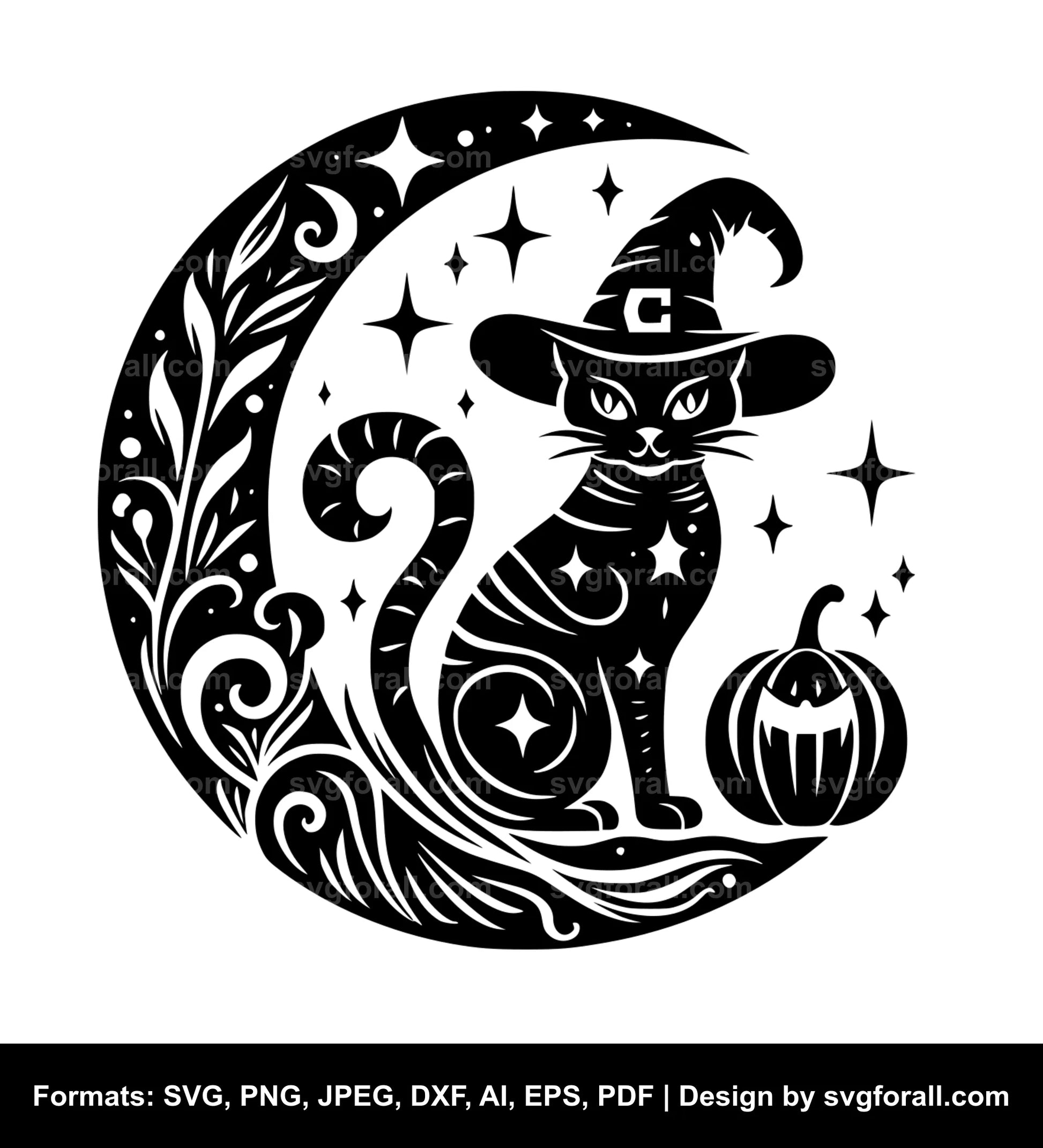 Cat With Witch Hat SVG Cut File