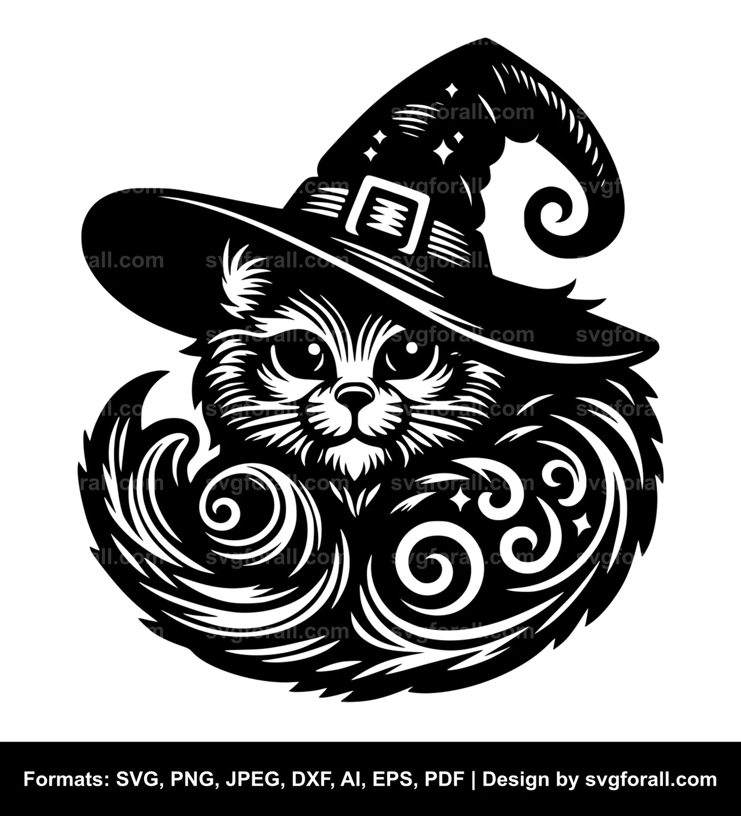 Cat With Witch Hat SVG Download