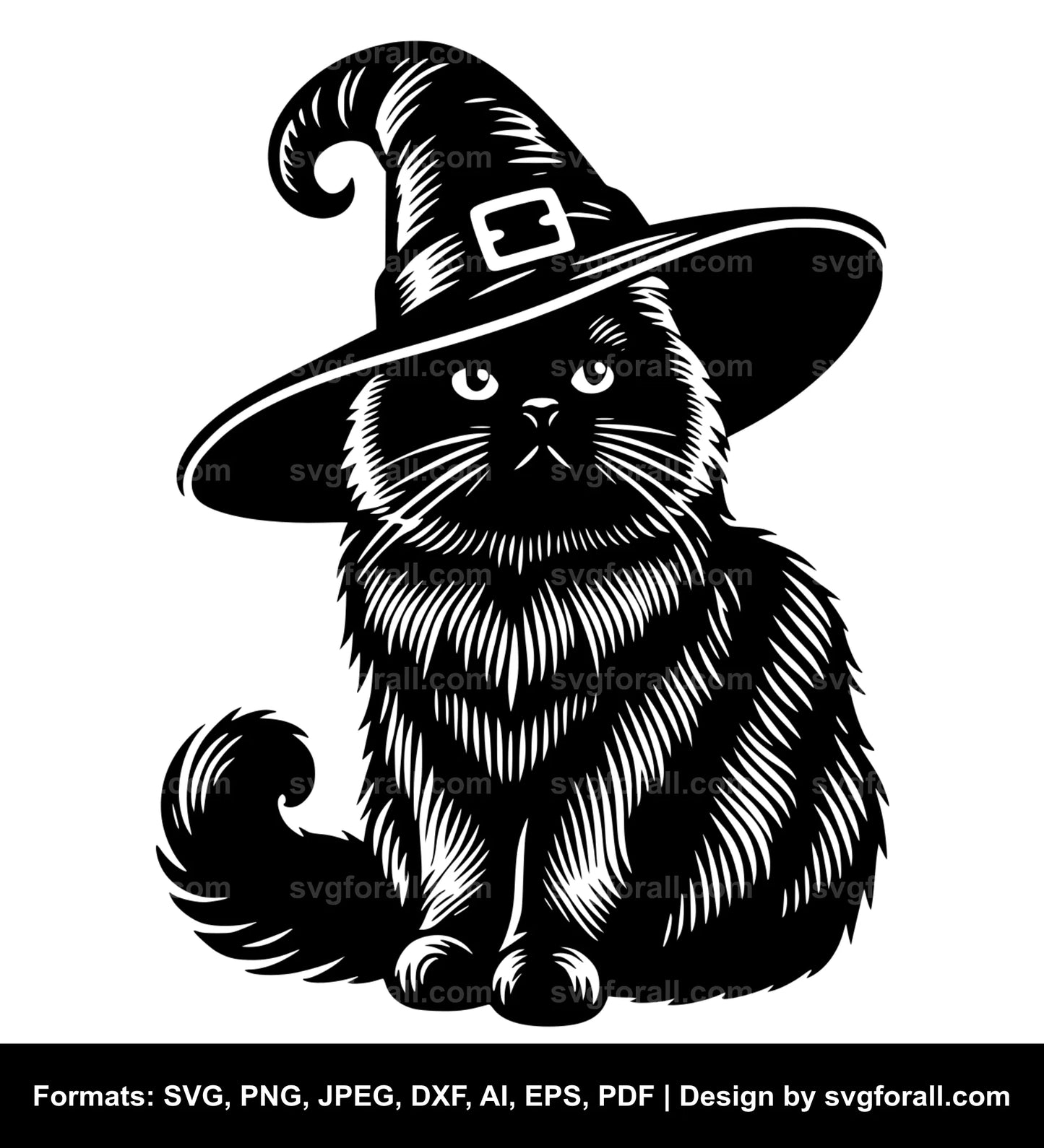 Cat With Witch Hat SVG PNG