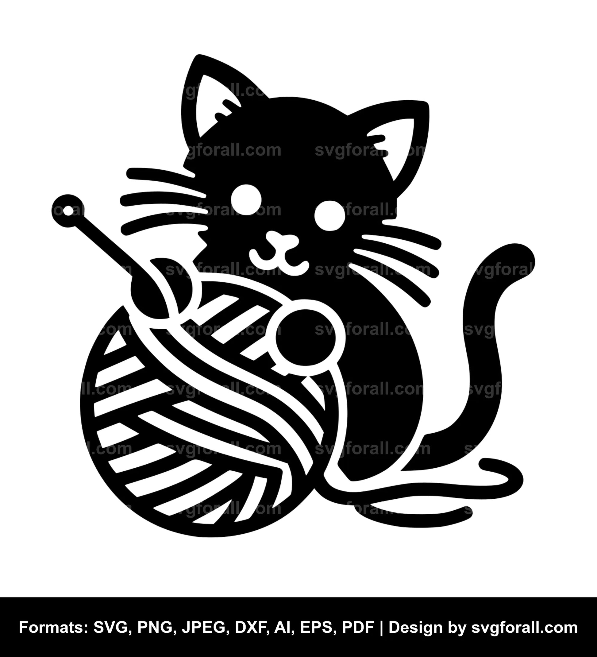 Cat With Yarn SVG PNG