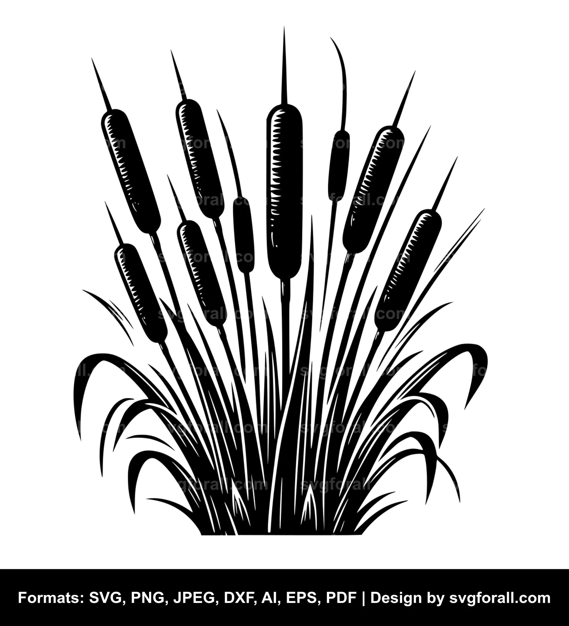 Cattail Black SVG