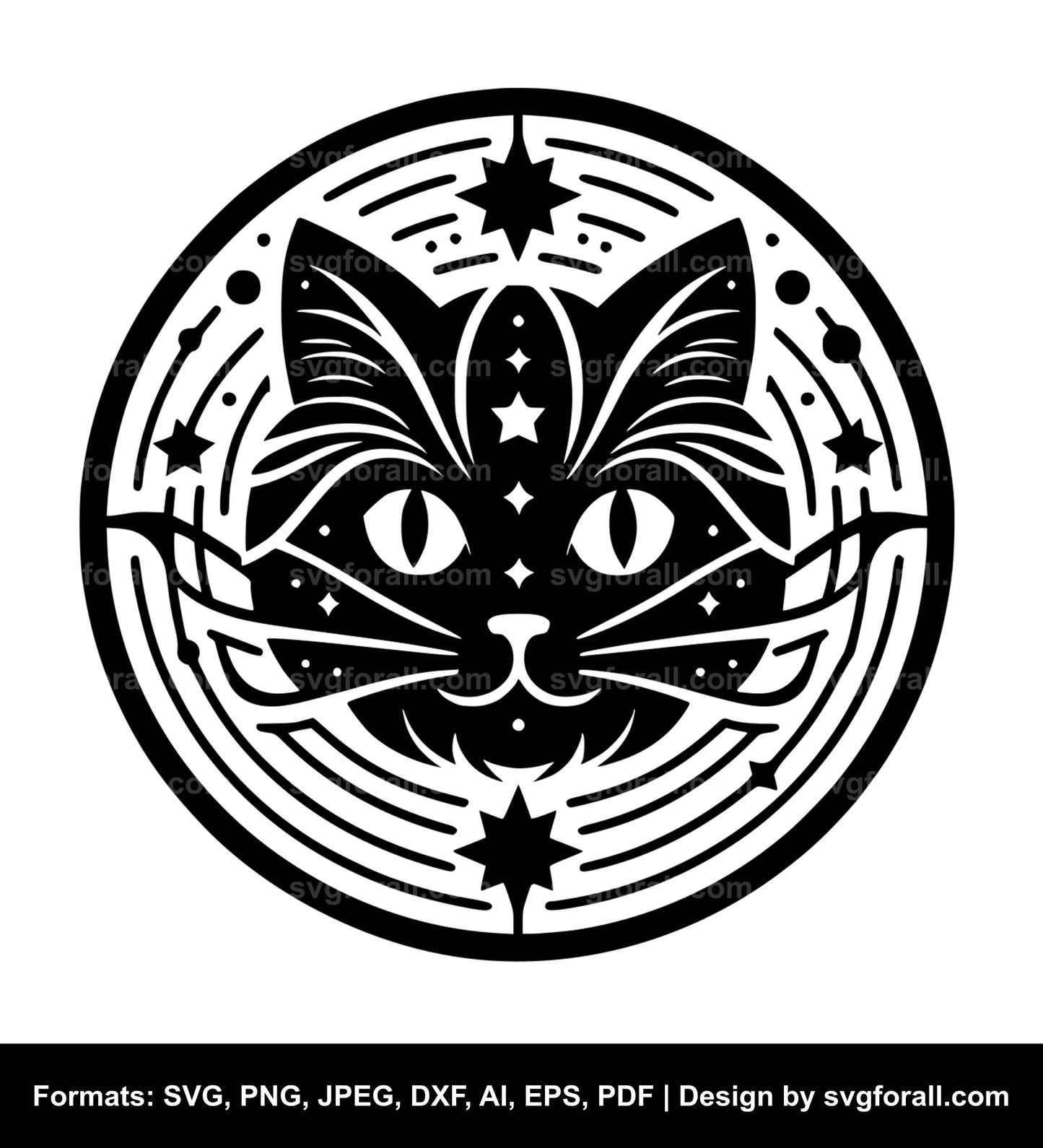 Celestial Cat Black SVG