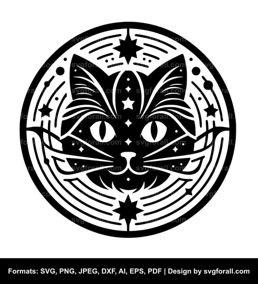 Celestial Cat Black SVG