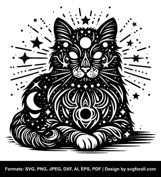 Celestial Cat SVG Clip Art