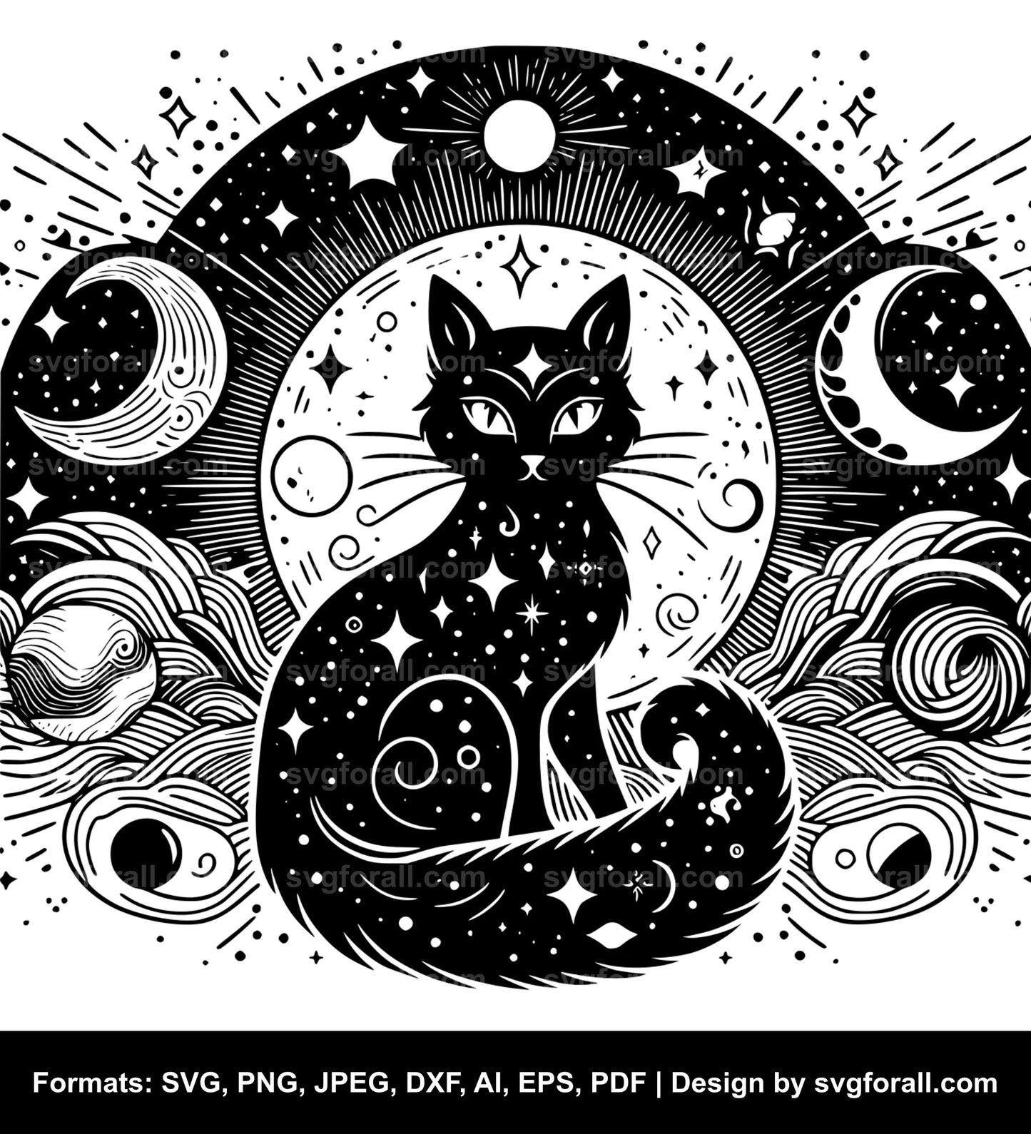 Celestial Cat SVG Clipart