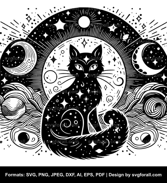 Celestial Cat SVG Clipart