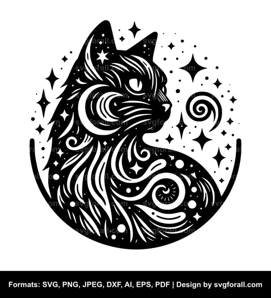 Celestial Cat SVG Vector