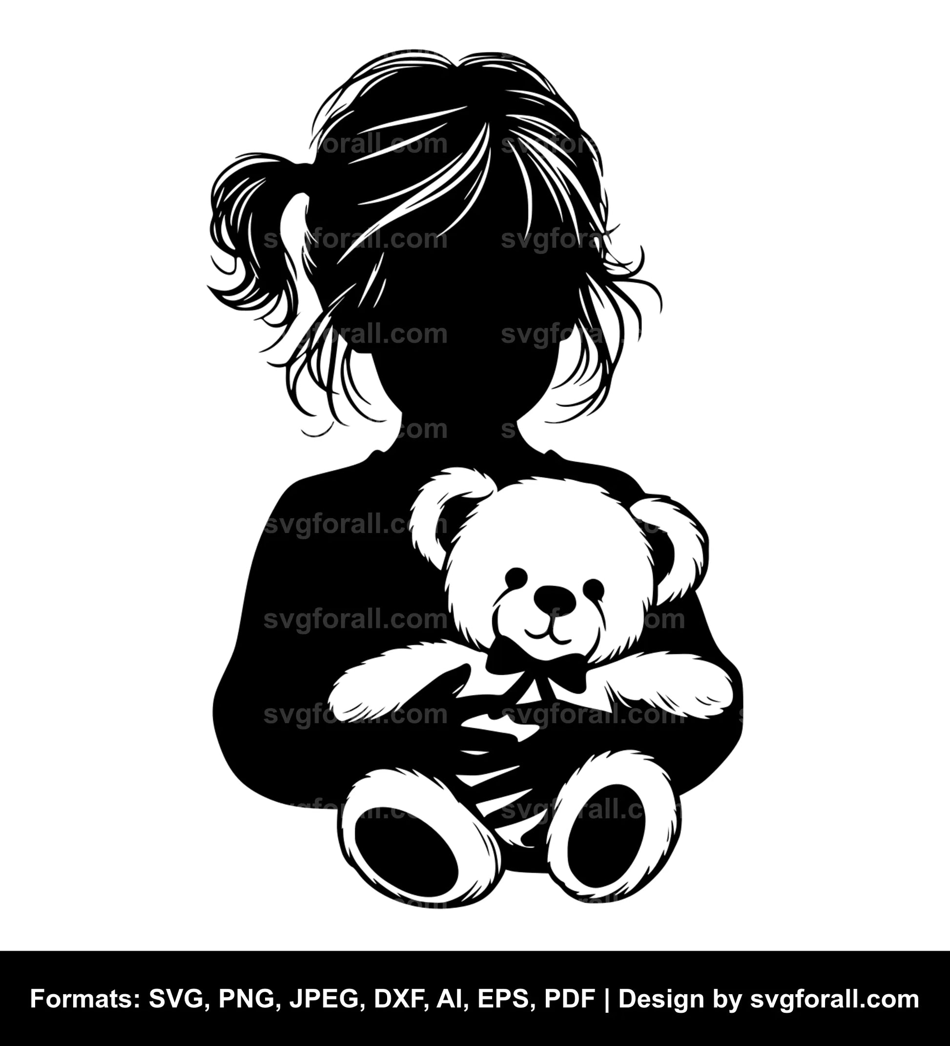 Child Holding Teddy Bear SVG PNG