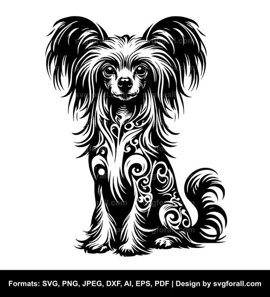 Chinese Crested Dog SVG Vector