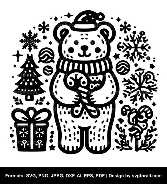 Christmas Bear Black SVG