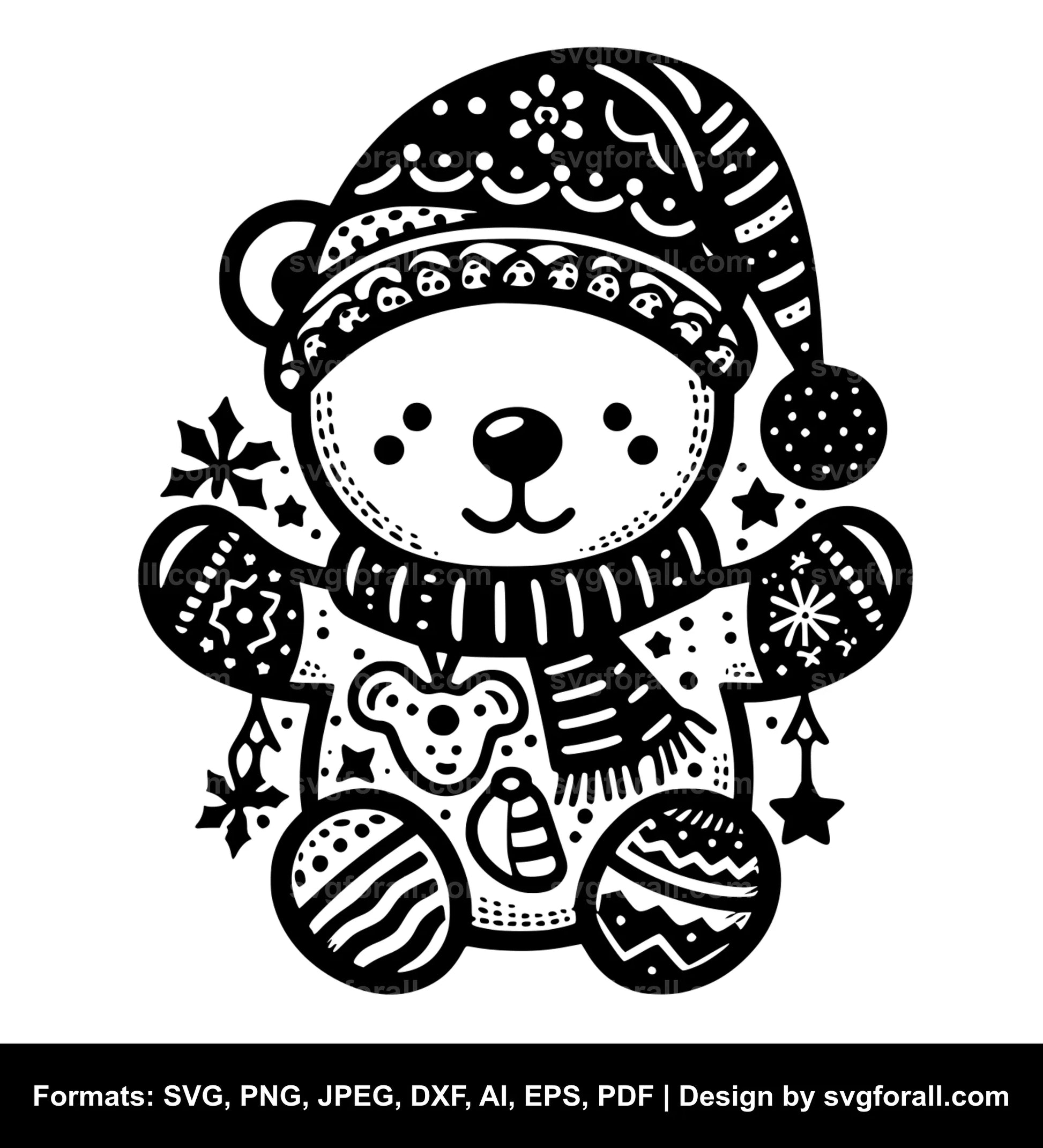 Christmas Bear SVG PNG