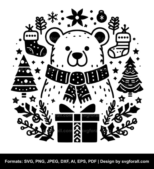 Christmas Bear SVG Vector