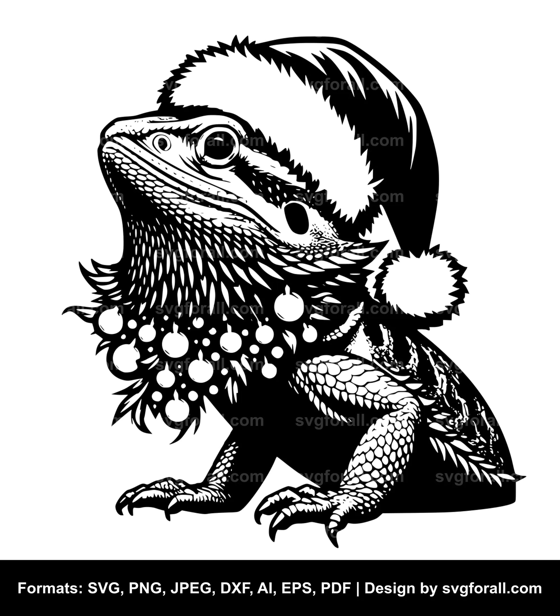 Christmas Bearded Dragon Black SVG