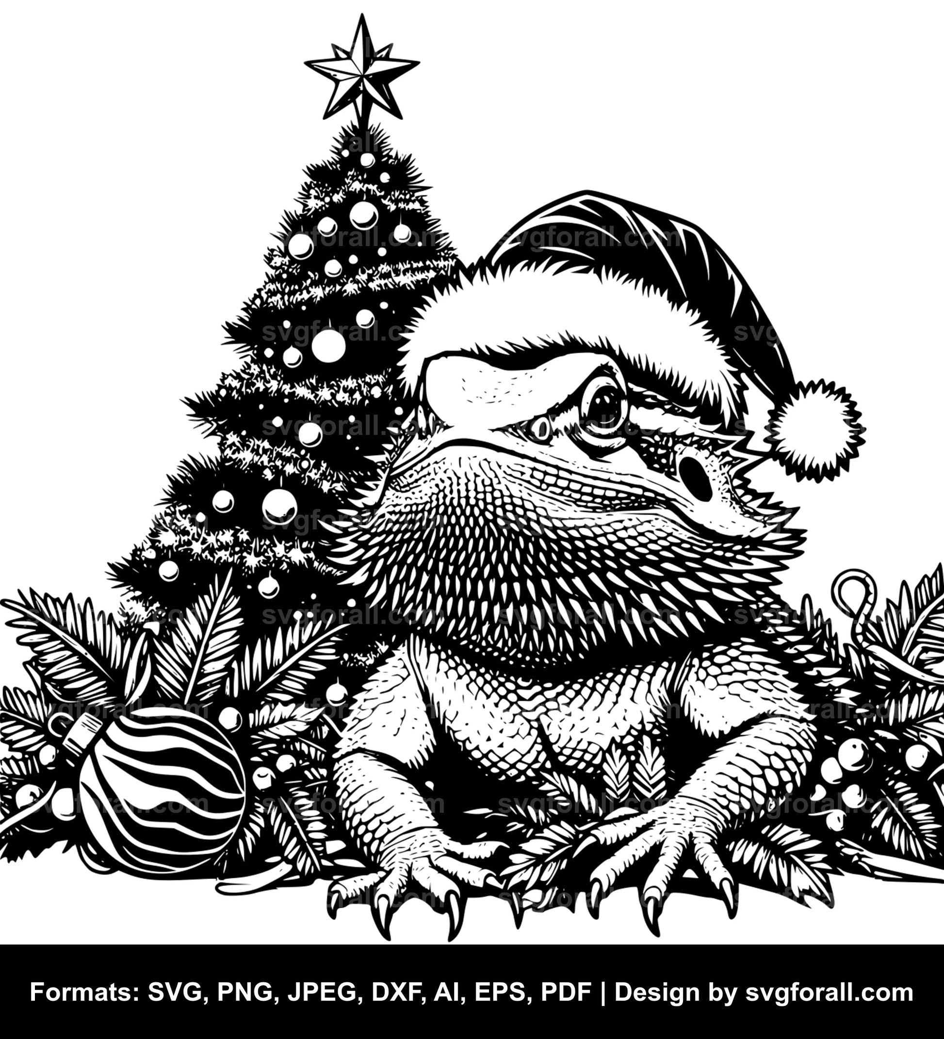 Christmas Bearded Dragon Clipart SVG