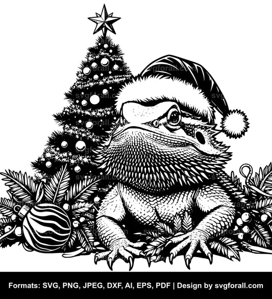 Christmas Bearded Dragon Clipart SVG