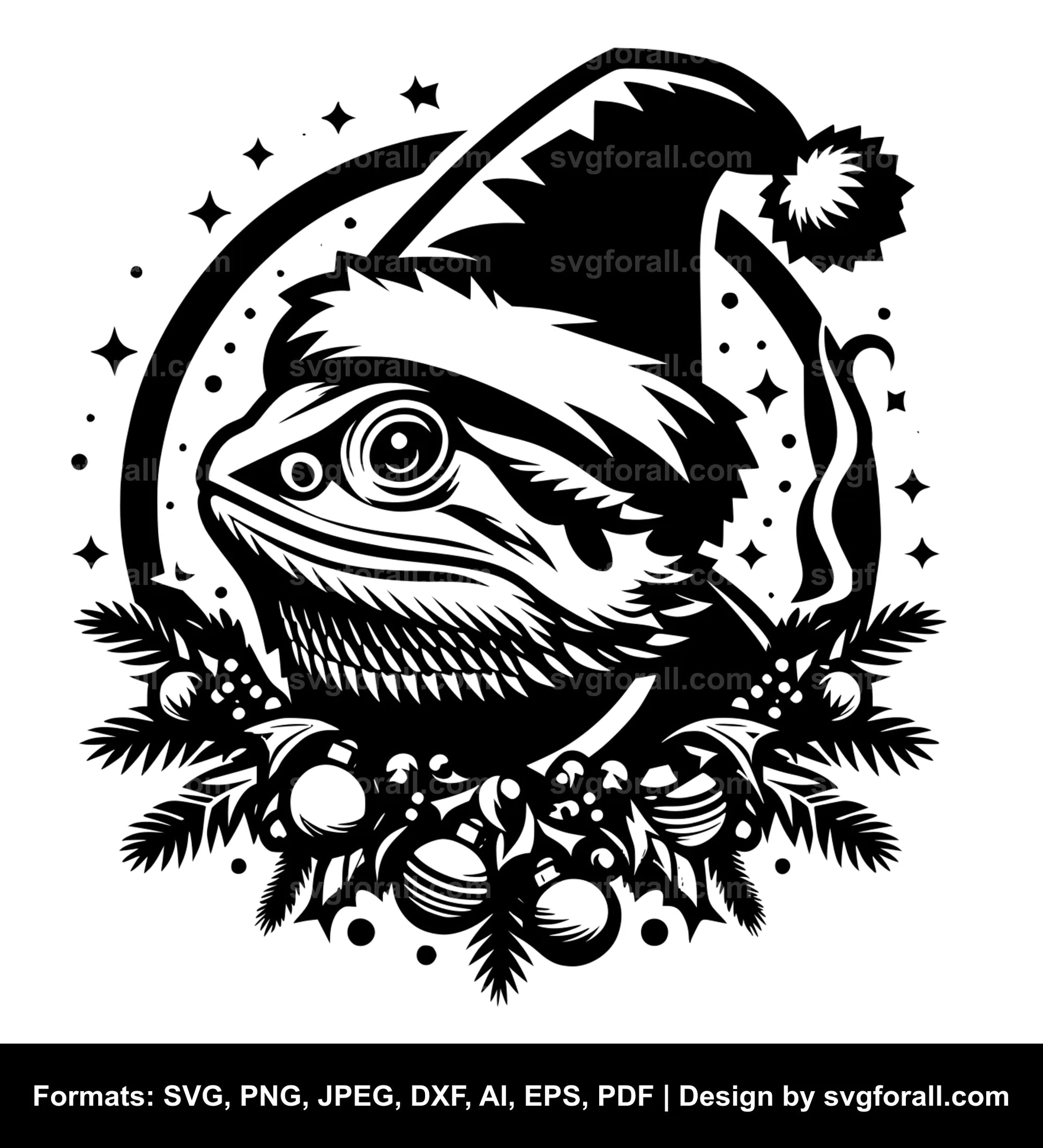 Christmas Bearded Dragon SVG Design