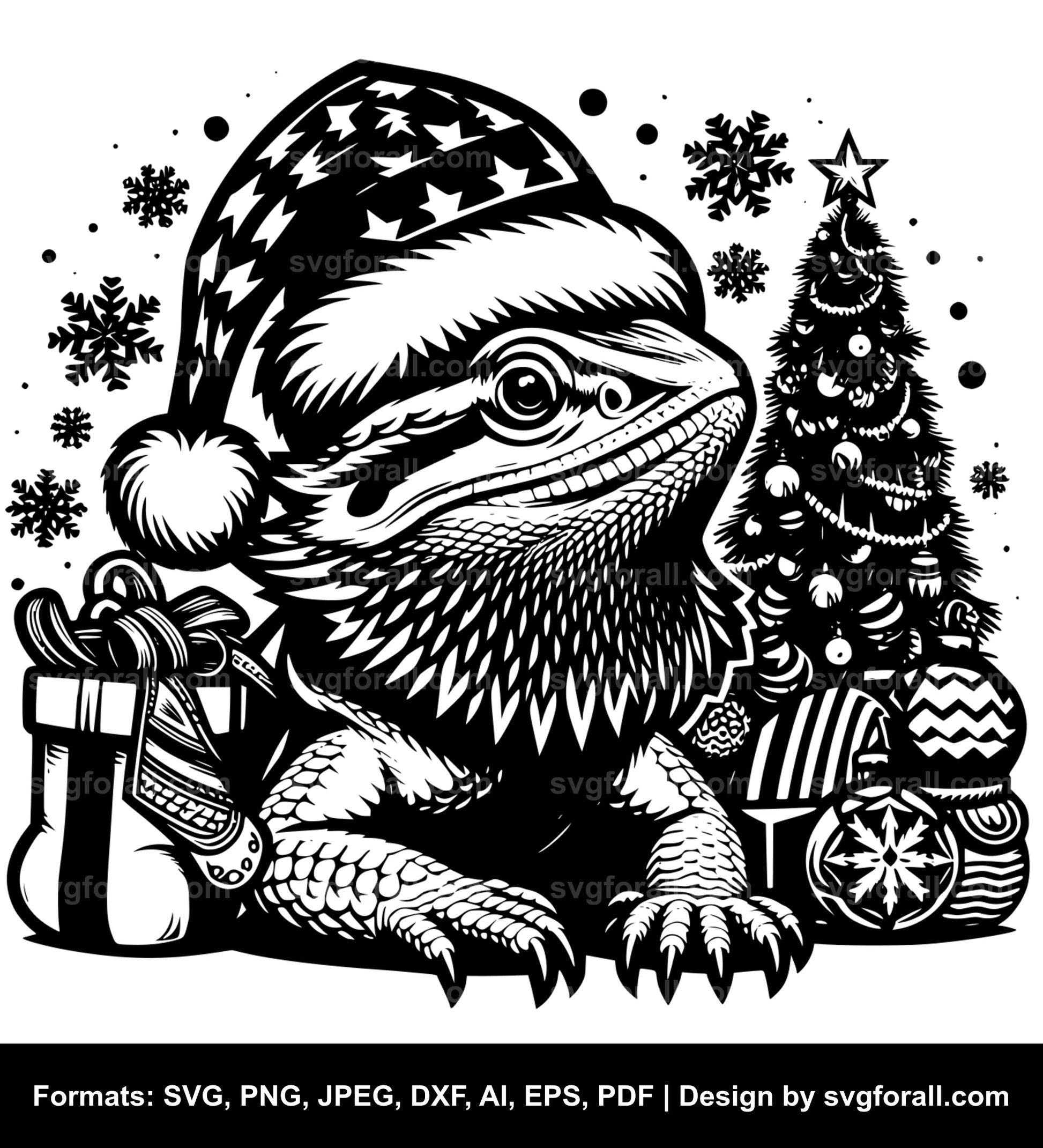 Christmas Bearded Dragon SVG File