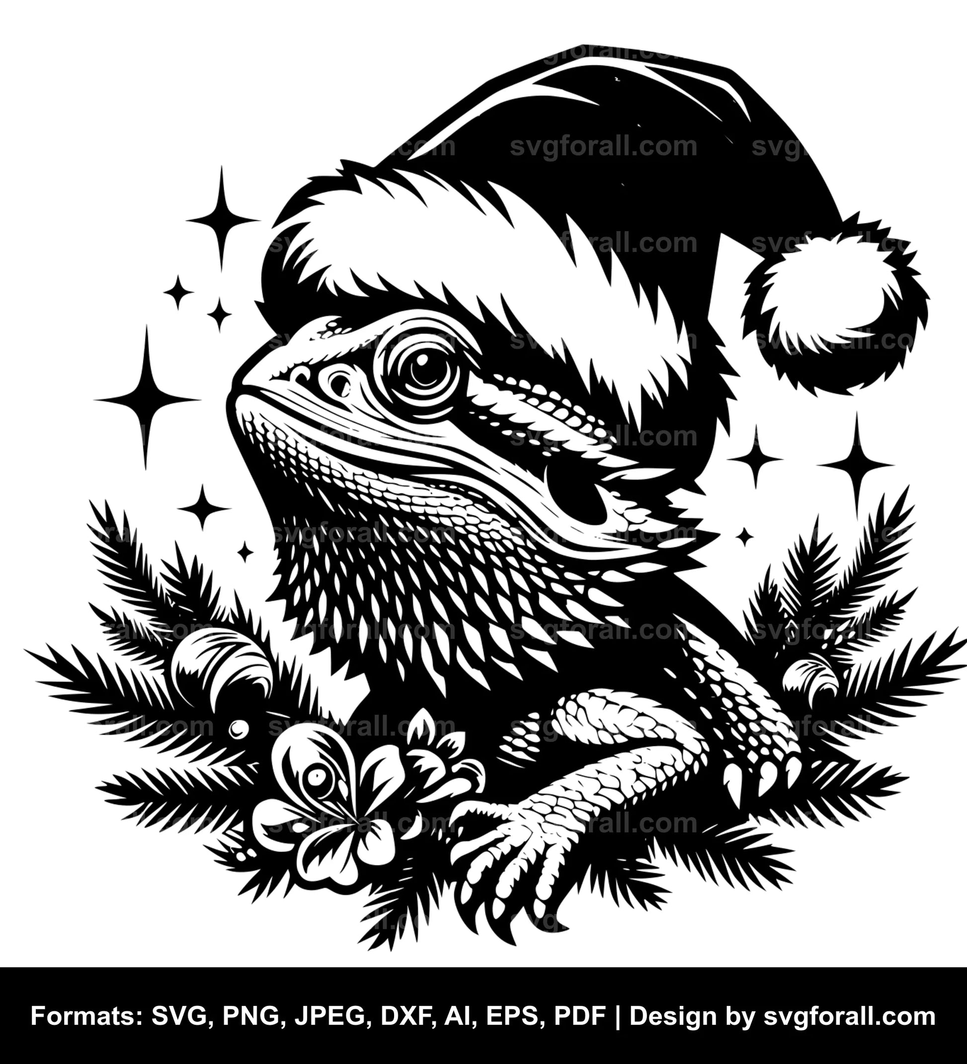 Christmas Bearded Dragon Vector SVG