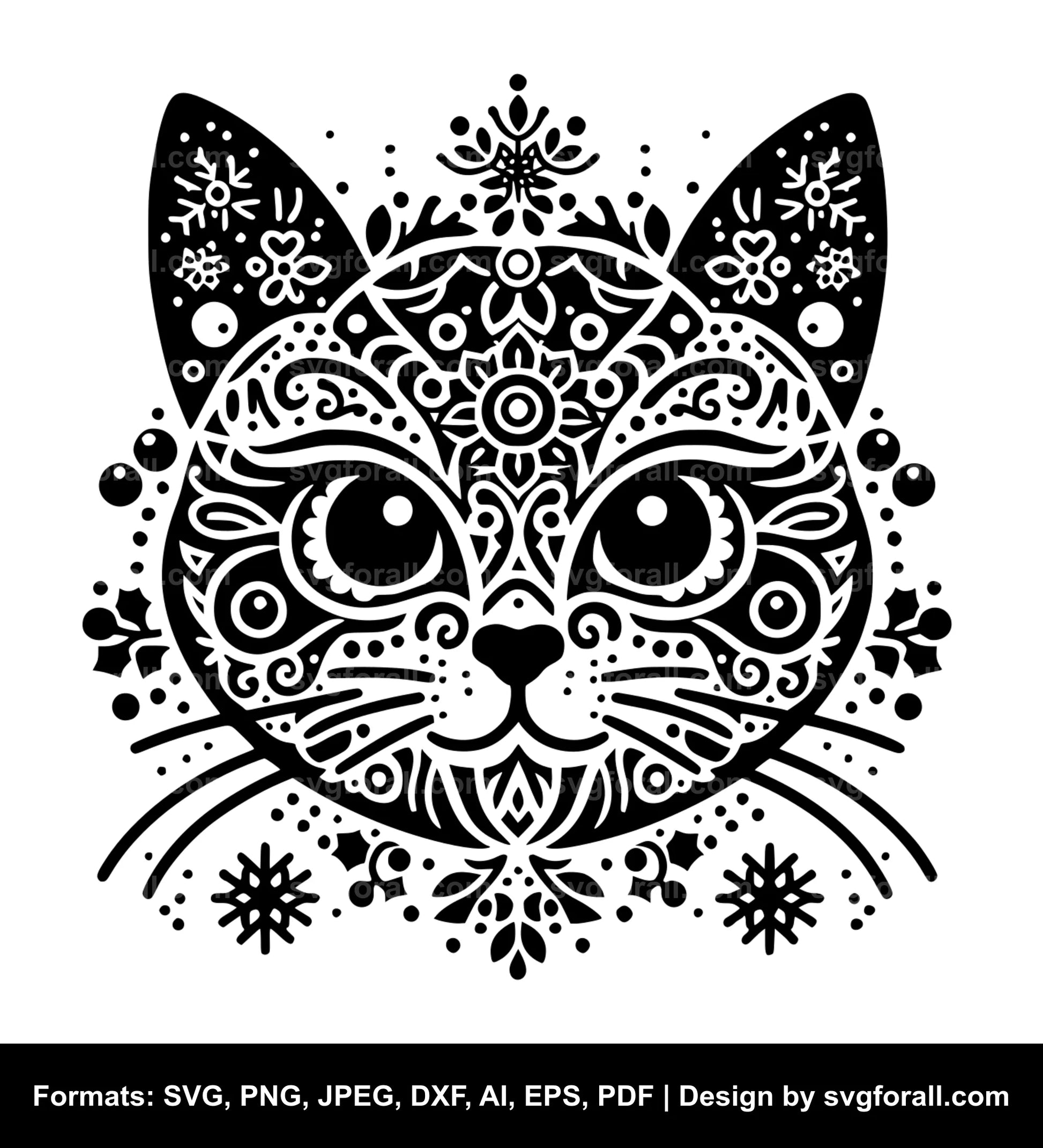 Christmas Cat Black SVG