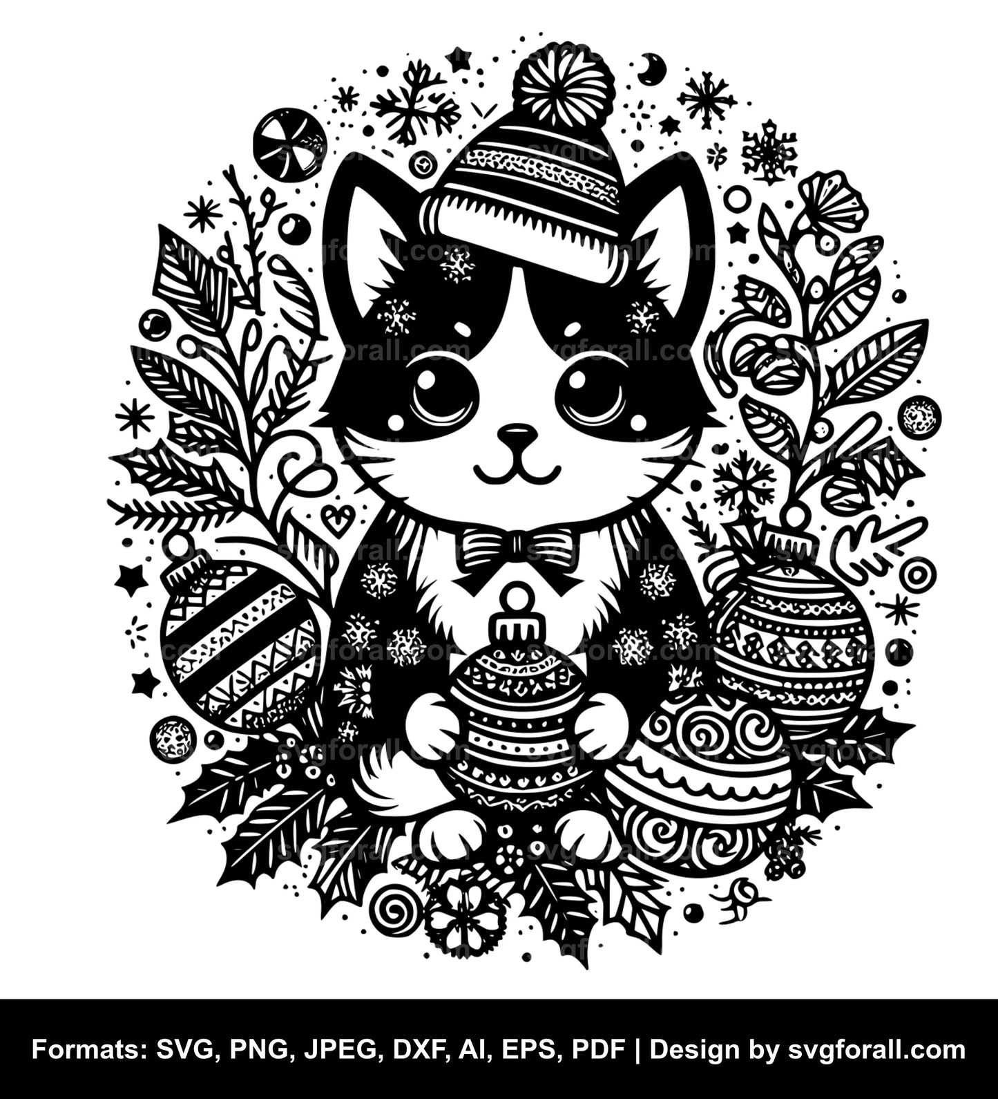 Christmas Cat SVG Vector