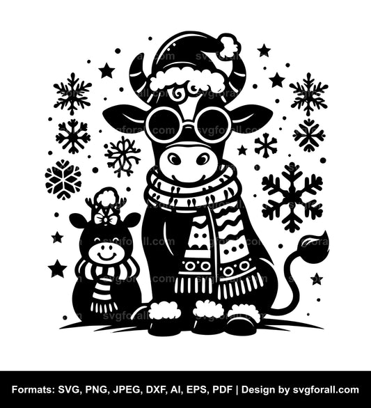 Christmas Cow SVG PNG