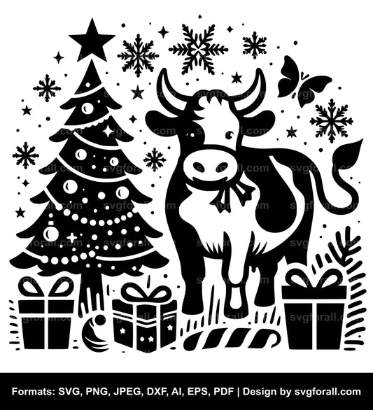 Christmas Cow Vector SVG