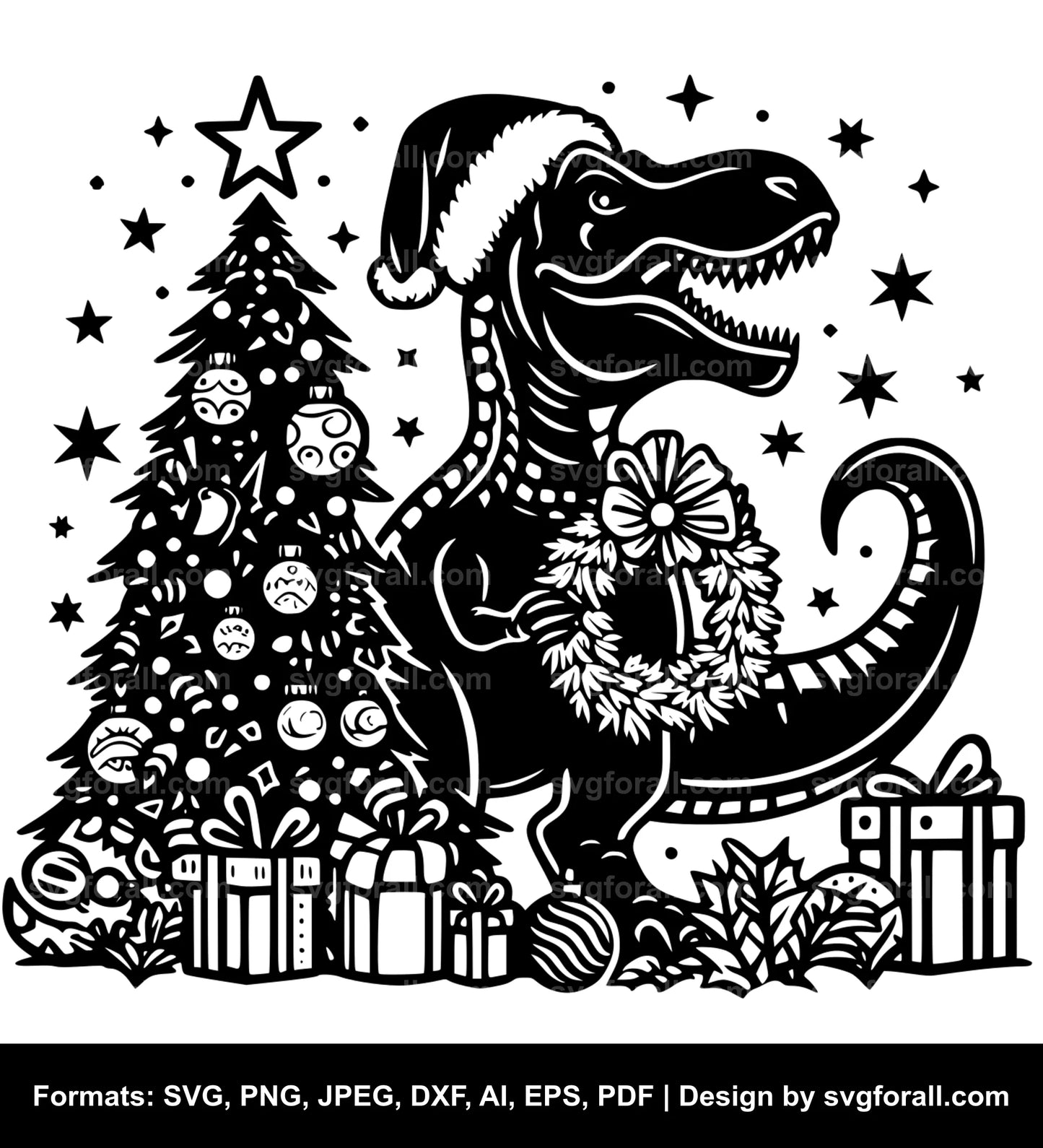 Christmas Dinosaur Clipart SVG