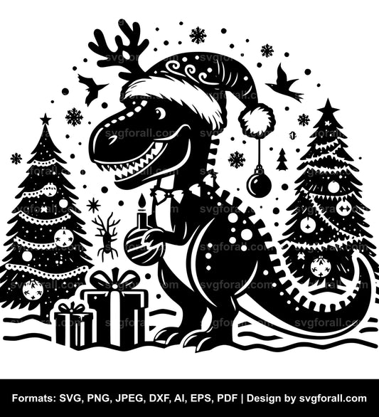 Christmas Dinosaur SVG Design