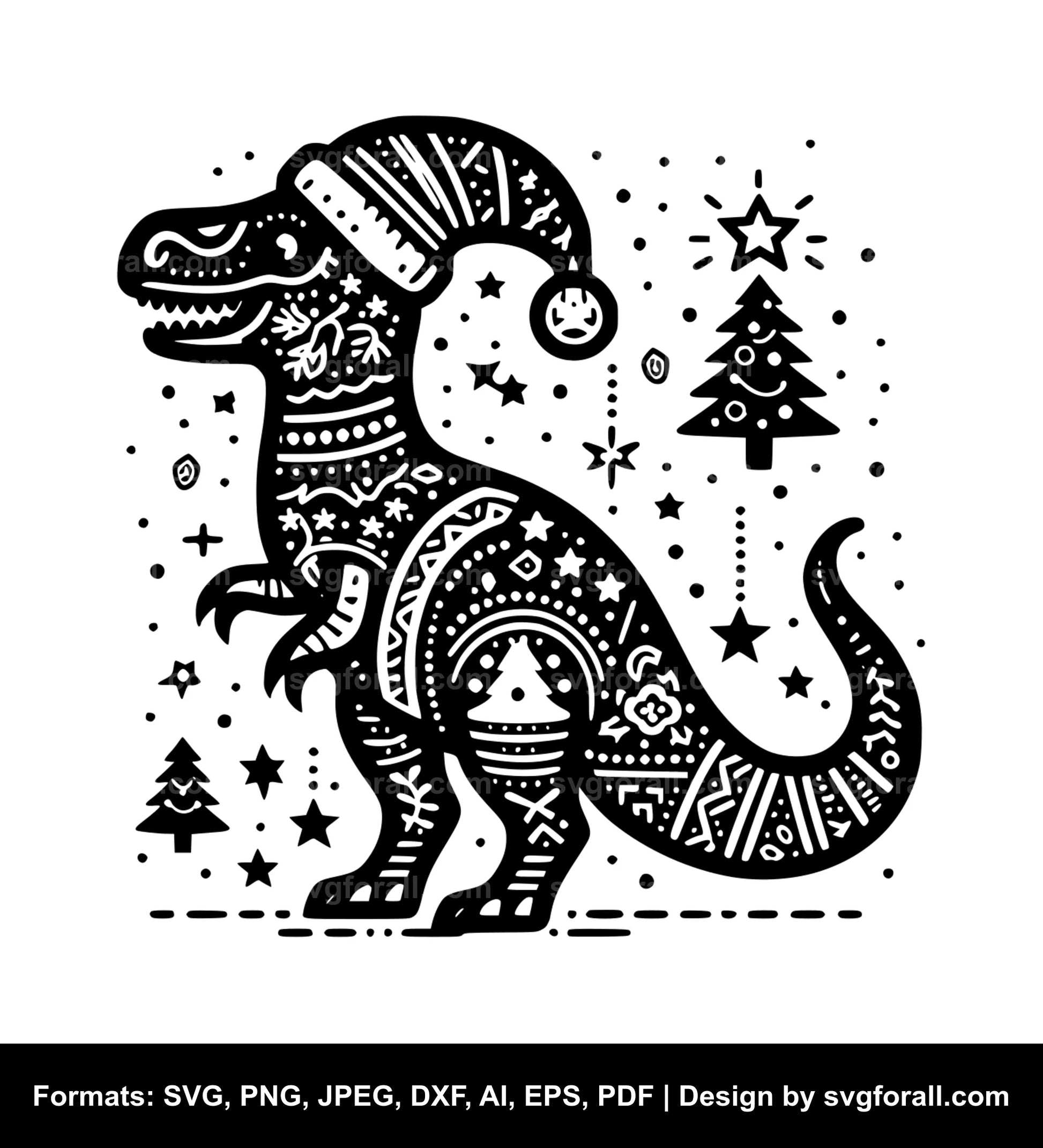 Christmas Dinosaur SVG Vector