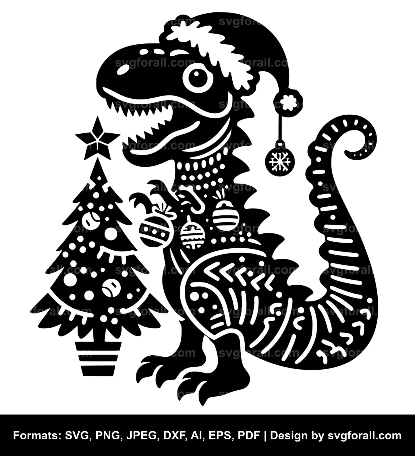 Christmas Dinosaur Vector SVG