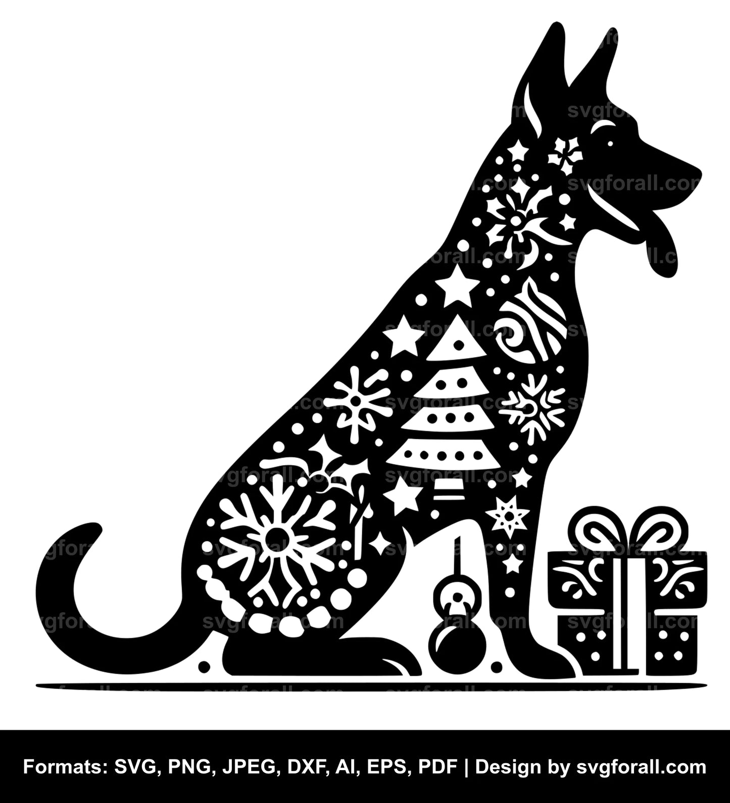 Christmas Dog Black SVG