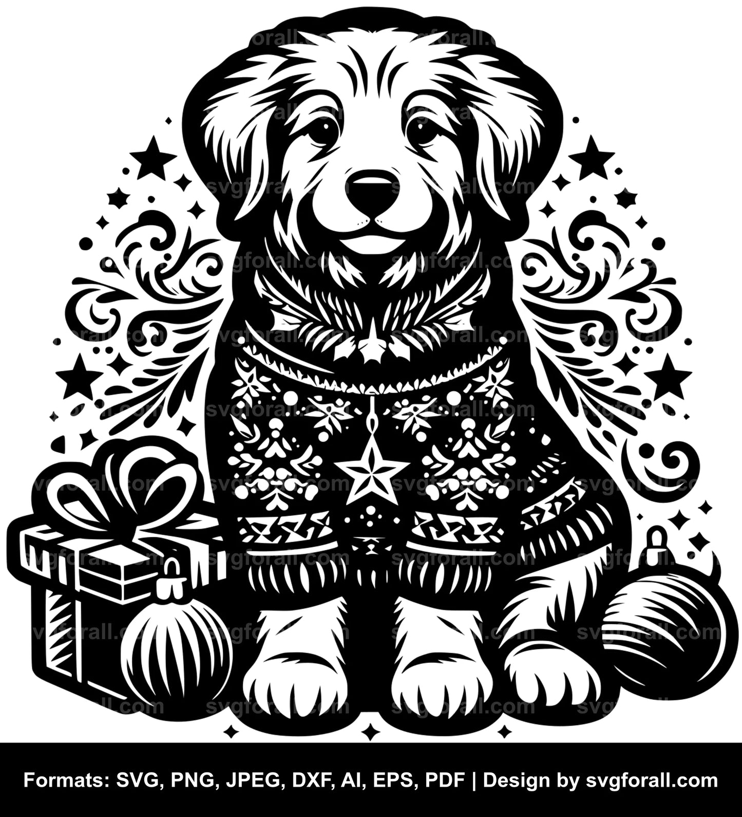 Christmas Dog Vector SVG