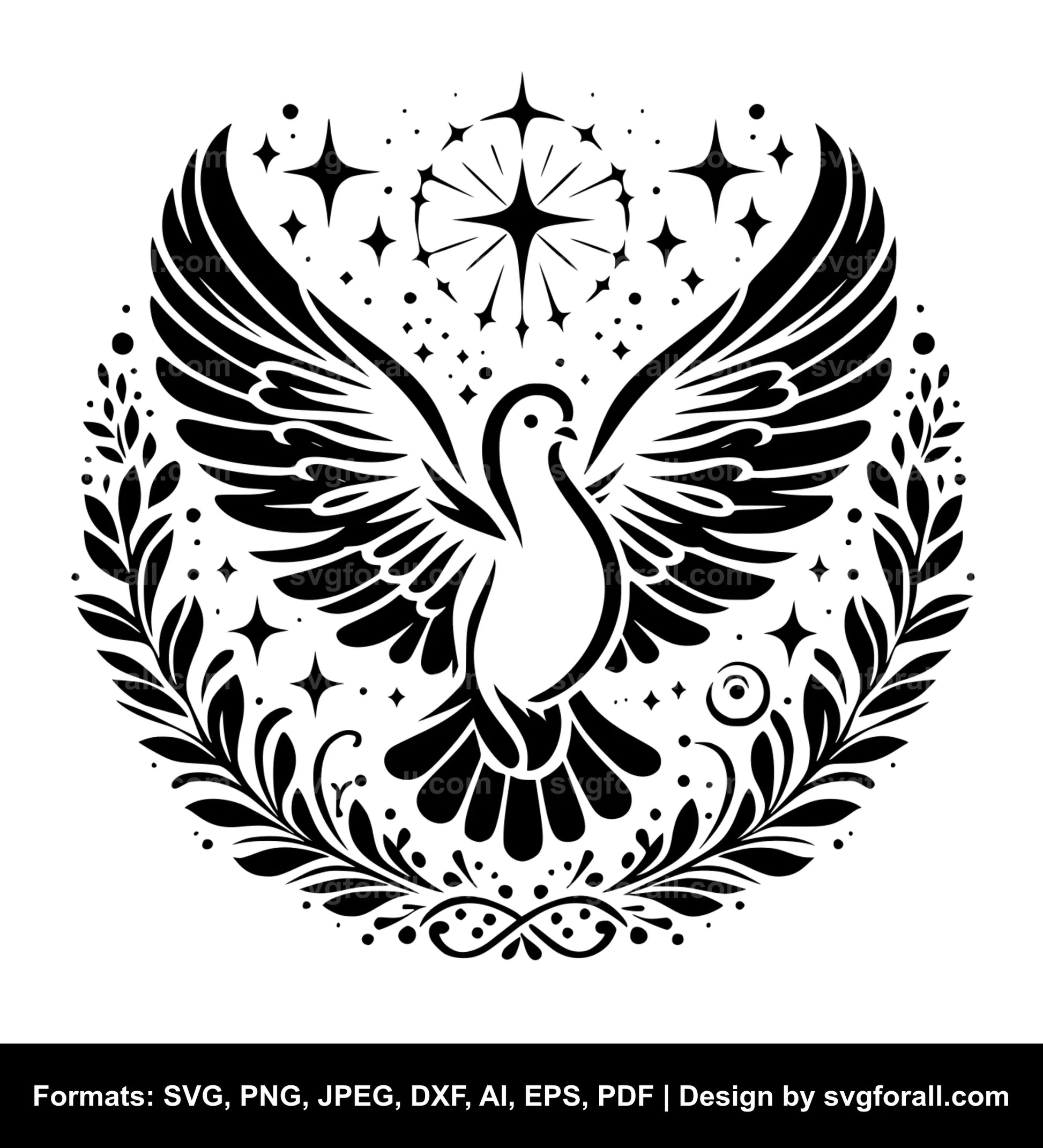 Christmas Dove Black SVG