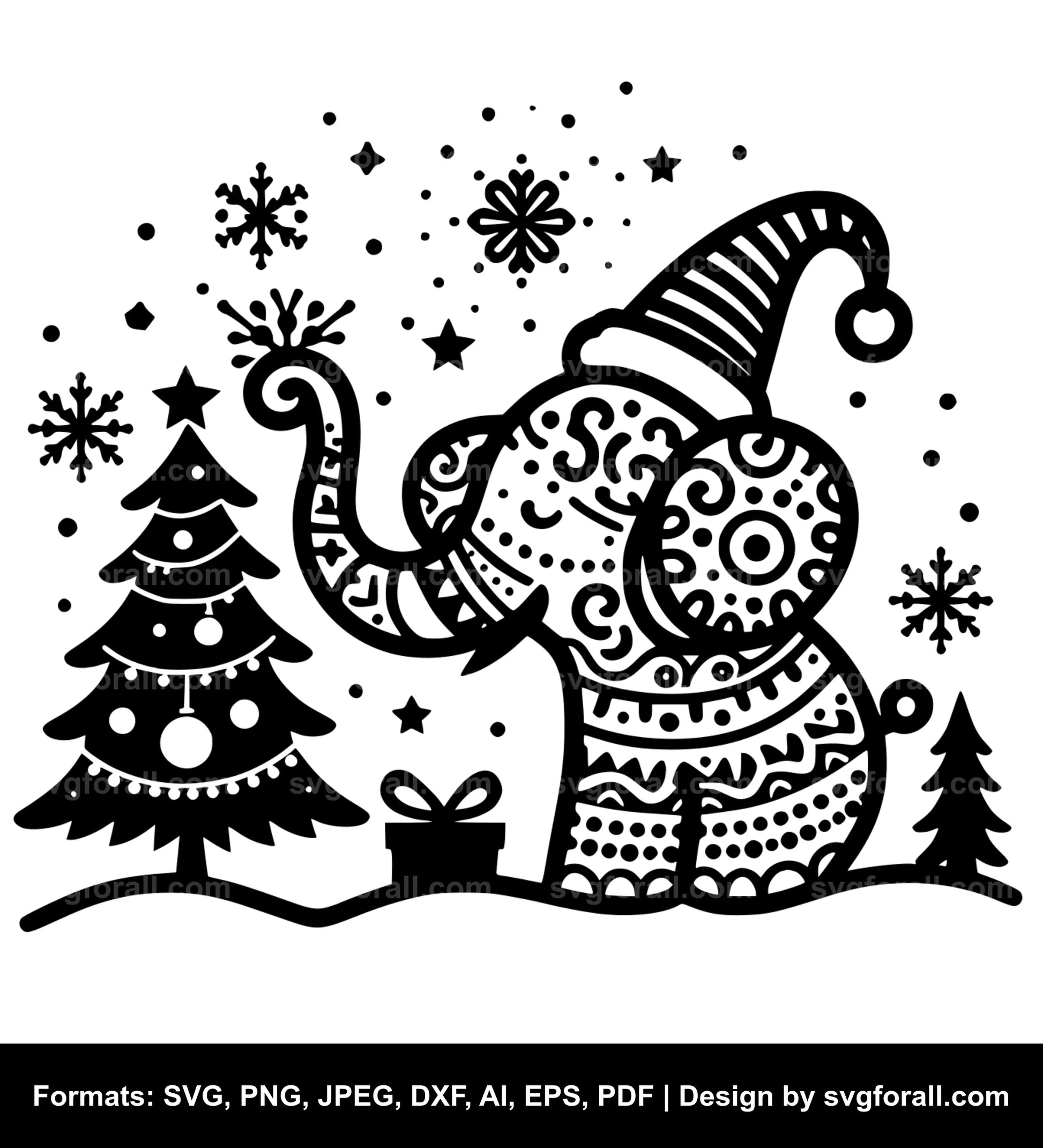 Christmas Elephant SVG PNG