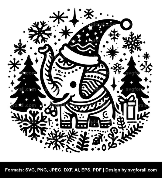 Christmas Elephant SVG Vector