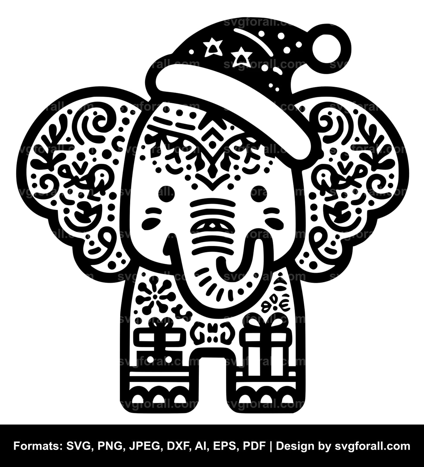 Christmas Elephant Vector SVG