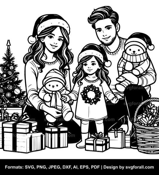 Christmas Family Black SVG