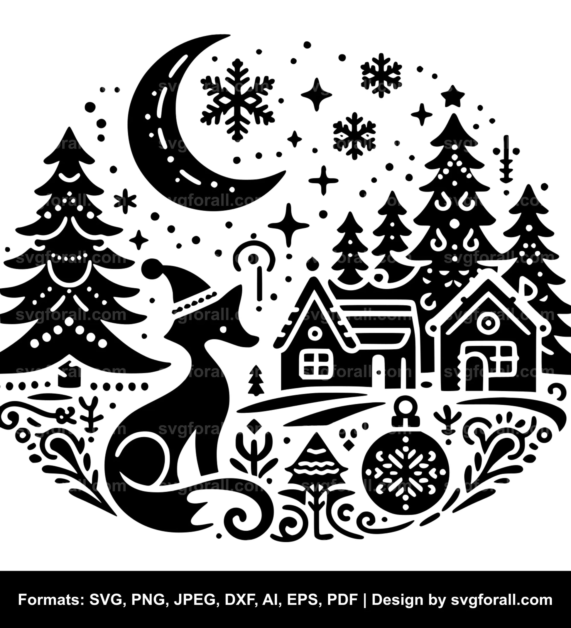 Christmas Fox SVG File