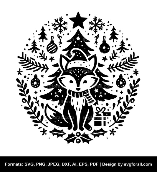 Christmas Fox SVG Vector