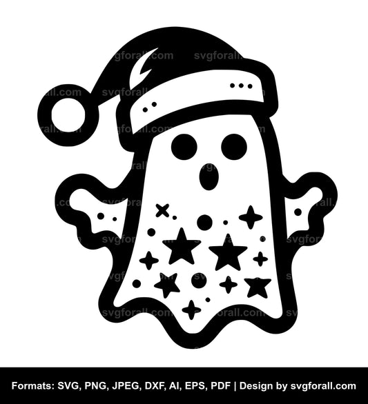 Christmas Ghost Black SVG