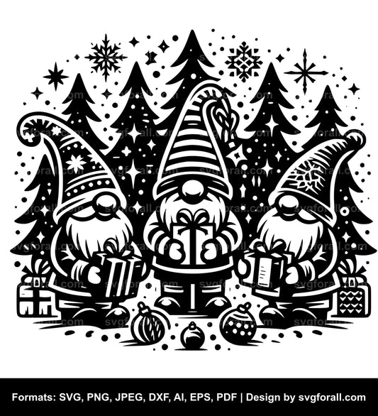 Christmas Gnome Black SVG